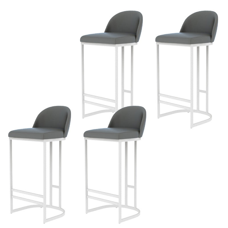 Glam Backrest Counter Stool Iron Kitchen Bar Stool with Leather Cushion and Pedal