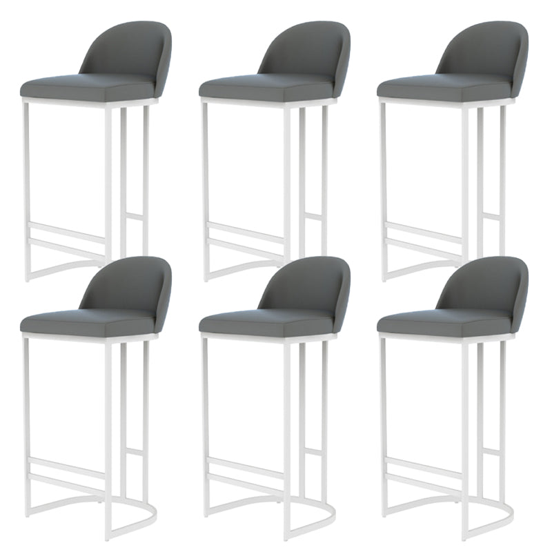 Glam Backrest Counter Stool Iron Kitchen Bar Stool with Leather Cushion and Pedal