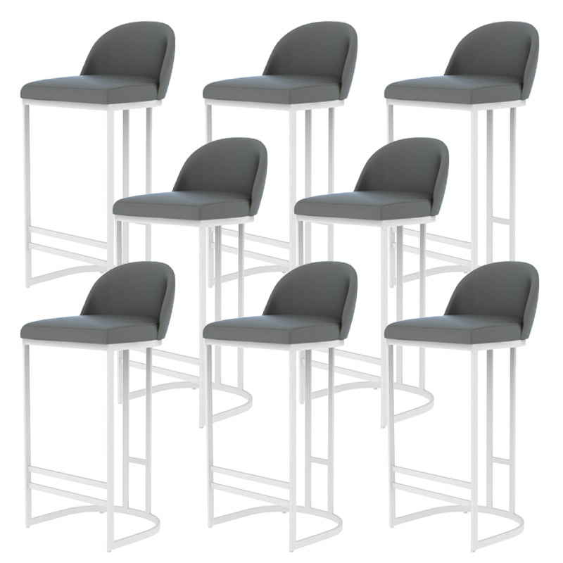 Glam Backrest Counter Stool Iron Kitchen Bar Stool with Leather Cushion and Pedal
