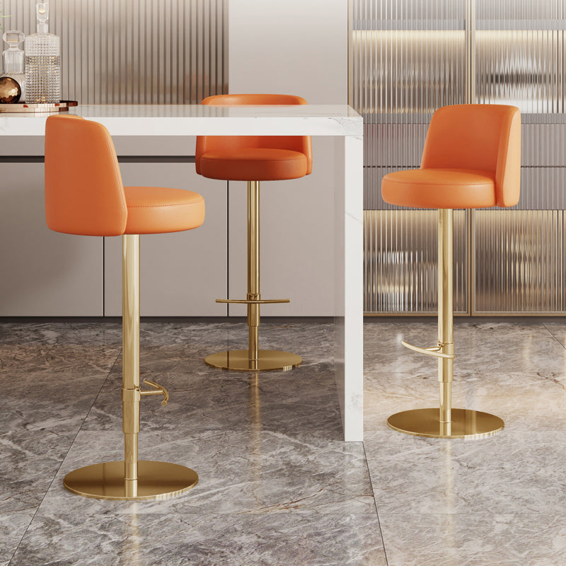 Glam Style Liftable Bar Stool PU Leather Counter Bar Stool with Metal Legs for Home