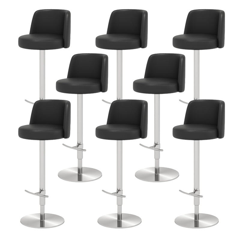 Glam Style Liftable Bar Stool PU Leather Counter Bar Stool with Metal Legs for Home