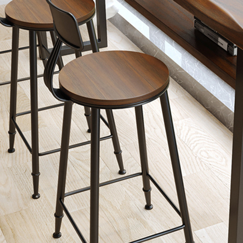Wooden Bistro Bar Table Rectangle Metal Base Bar Table with Storage
