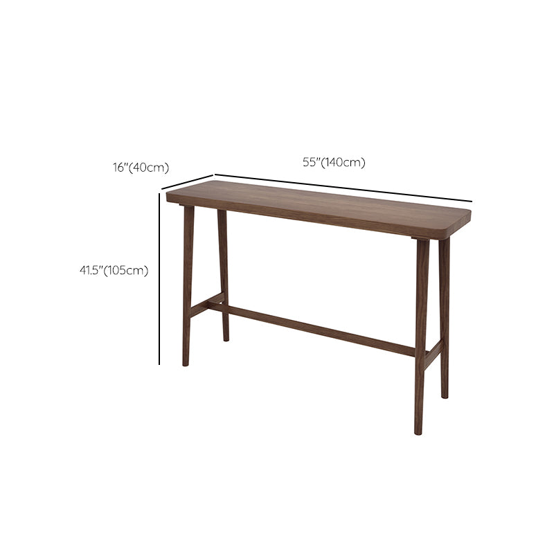Modern Wooden Bistro Bar Table Rectangle Footrest Bar Table for Living Room