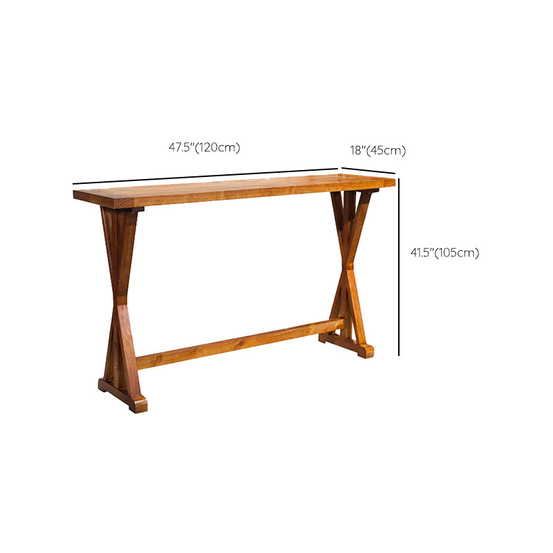 Modern Style Bistro Bar Table Rectangle Solid Wood Bar Table for Dining Room