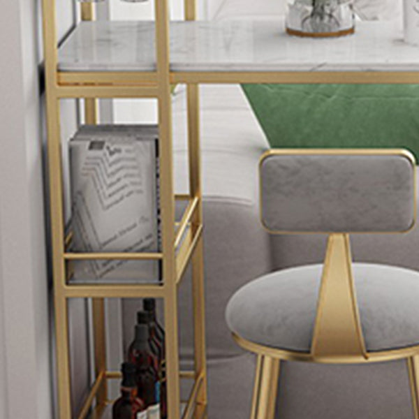 Faux Marble Bistro Bar Table Rectangle Metal Base Bar Table with Storage