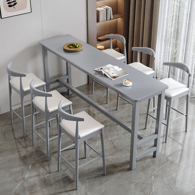 Modern Style Bistro Bar Table Rectangle Solid Wood Bar Table for Home