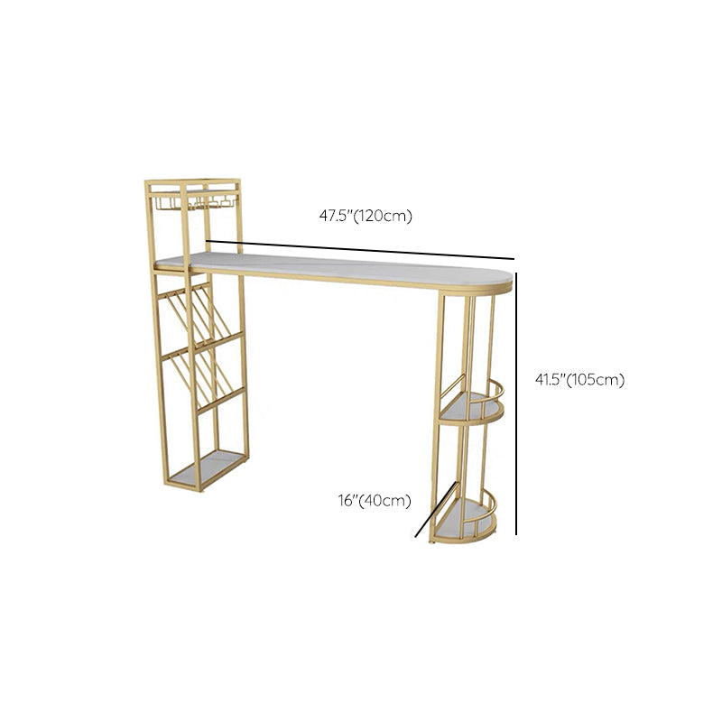 Modern Sintered Stone Bistro Bar Table Metal Base Bar Table with Storage