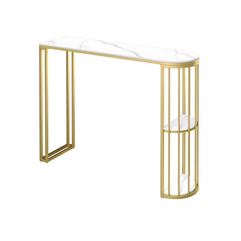 Modern Sintered Stone Bistro Bar Table Metal Base Bar Table with Storage for Home