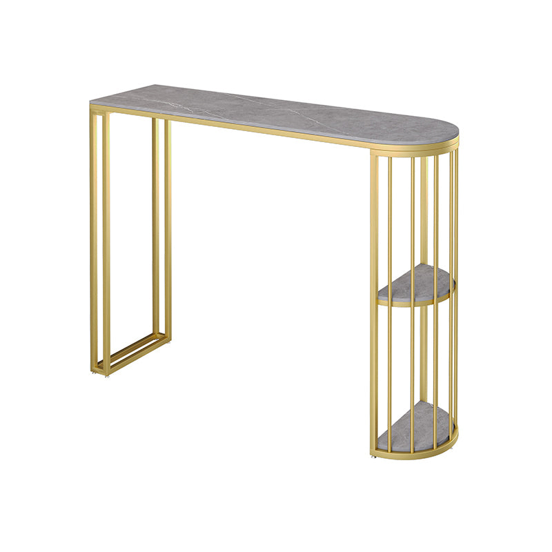 Modern Sintered Stone Bistro Bar Table Metal Base Bar Table with Storage for Home