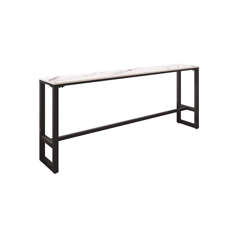 Modern Sintered Stone Bistro Bar Table Rectangle Metal Base Bar Table with Footrest