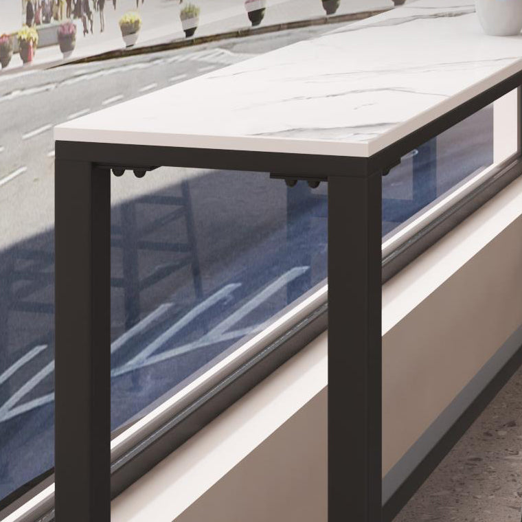 Modern Sintered Stone Bistro Bar Table Rectangle Metal Base Bar Table with Footrest