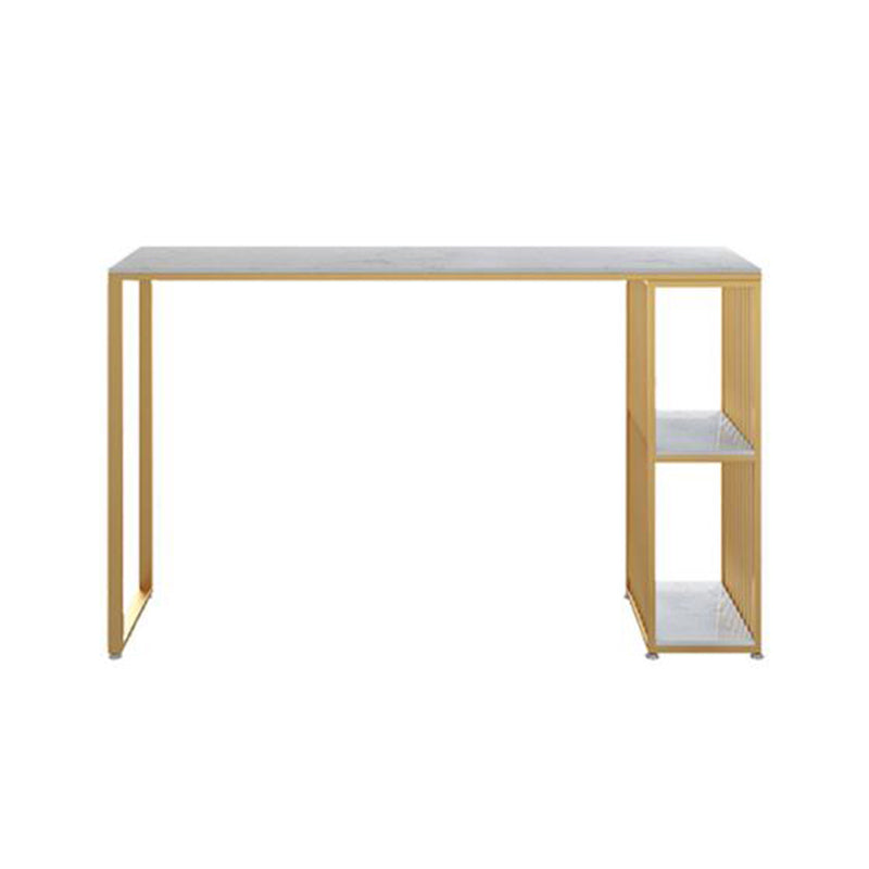 Glam Faux Marble Bistro Bar Table Rectangle Metal Base Bar Table with Storage