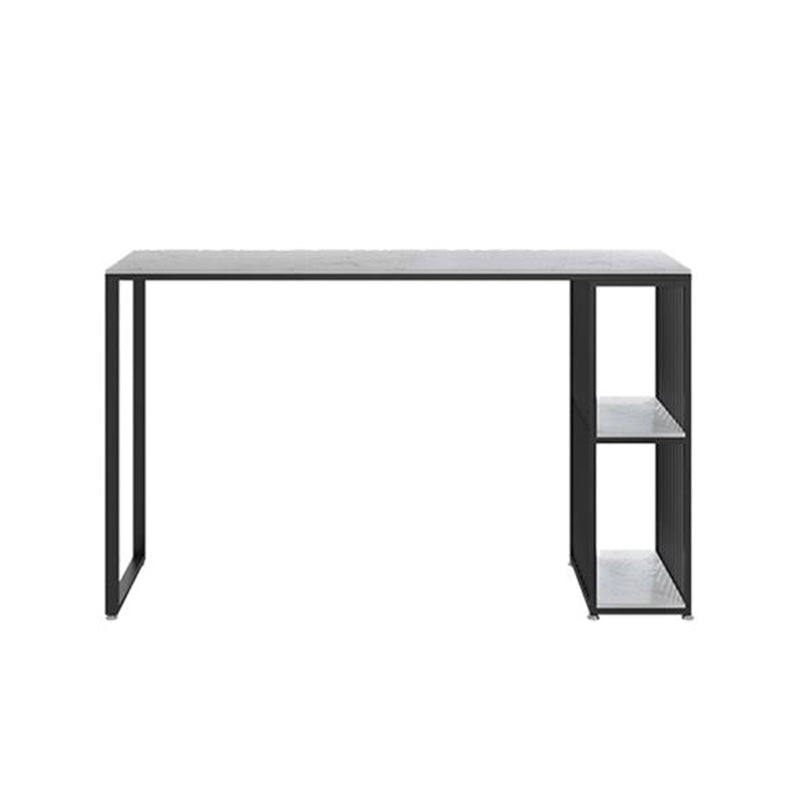 Glam Faux Marble Bistro Bar Table Rectangle Metal Base Bar Table with Storage