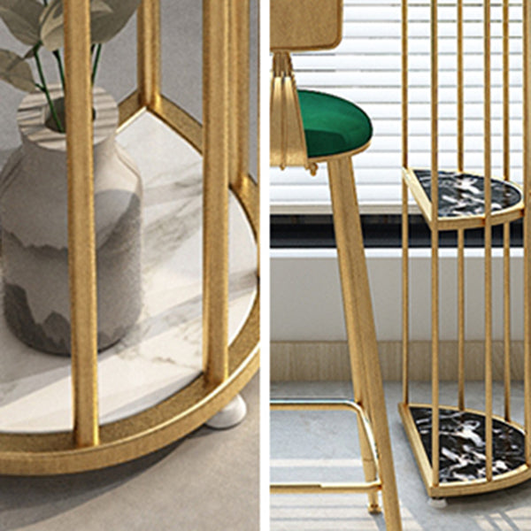 Glam Sintered Stone Bistro Bar Table Oval Metal Base Bar Table with Storage