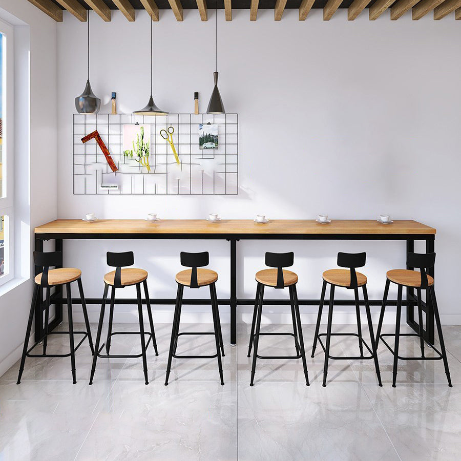 Rectangular Bar Height Table Industrial Style Bar Table with Trestle Base