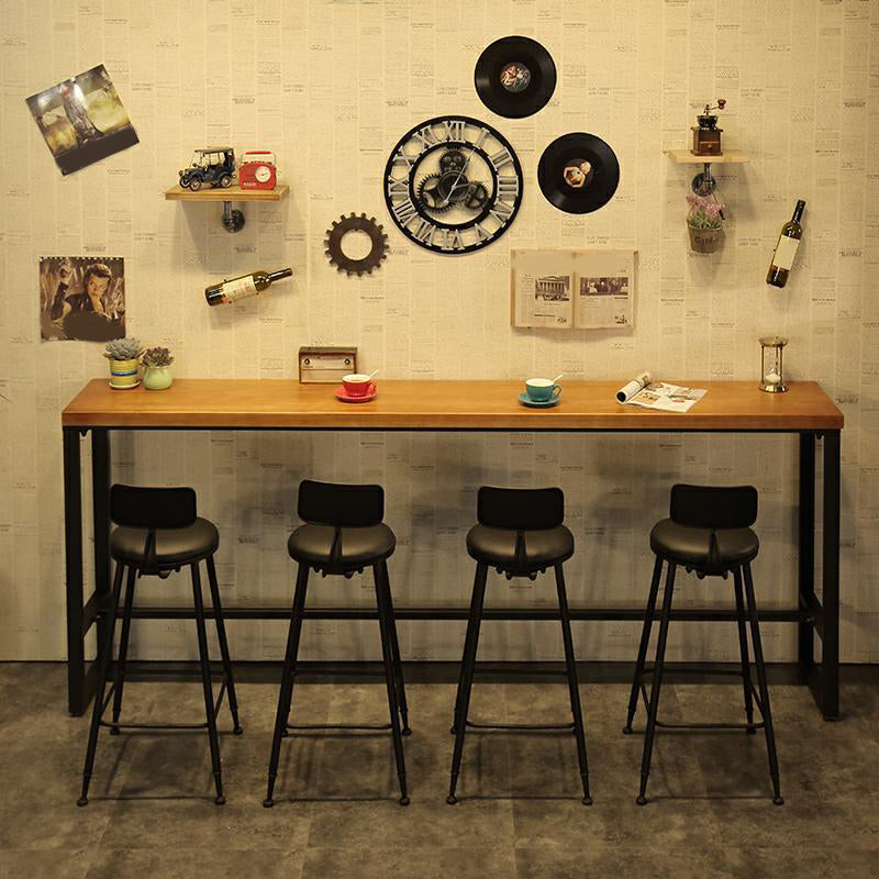 Industrial Bar Height Table Solid Wood Top Pub Table for Patio Use