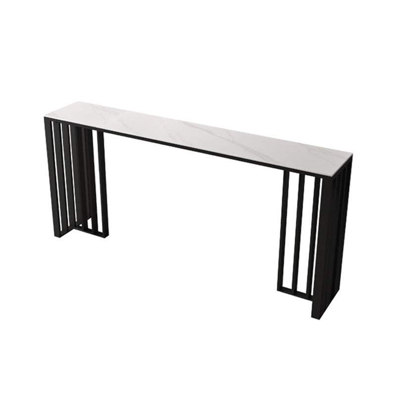 Industrial Style Bar Table Stone Top Bistro Table with Black Base