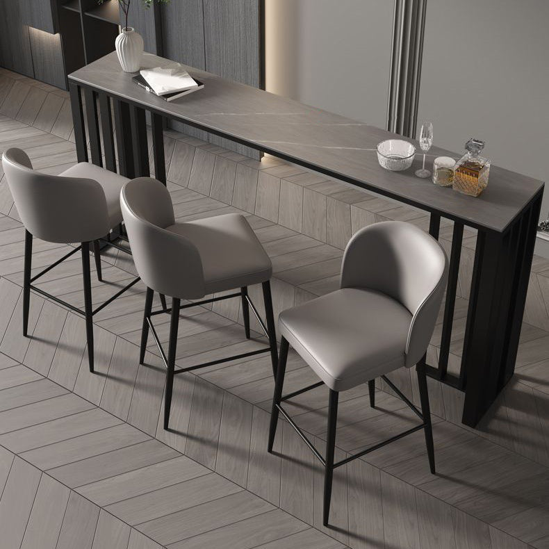 Industrial Style Bar Table Stone Top Bistro Table with Black Base