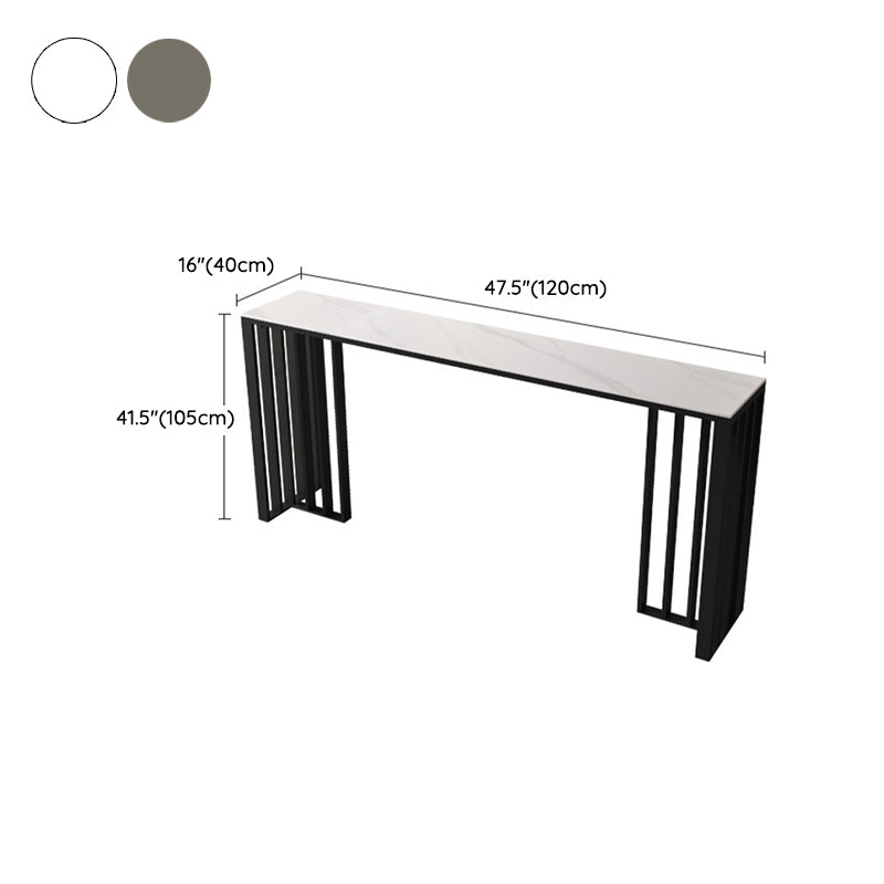 Industrial Style Bar Table Stone Top Bistro Table with Black Base