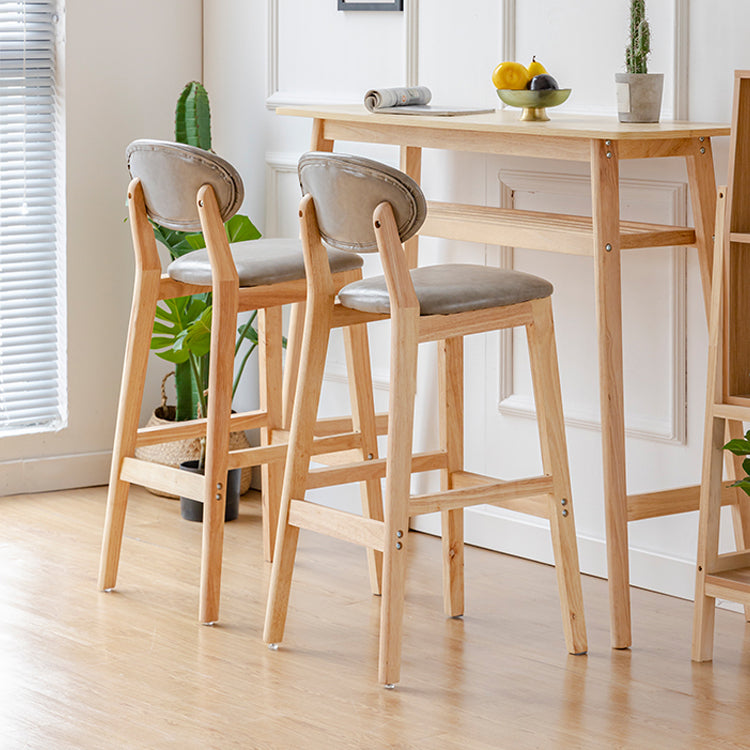 Modern Style Bistro Bar Table Rectangle Solid Wood Bar Table with Footrest