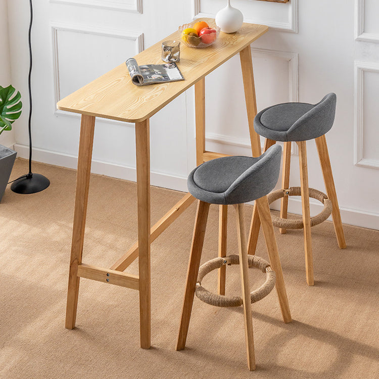 Modern Style Bistro Bar Table Rectangle Solid Wood Bar Table with Footrest