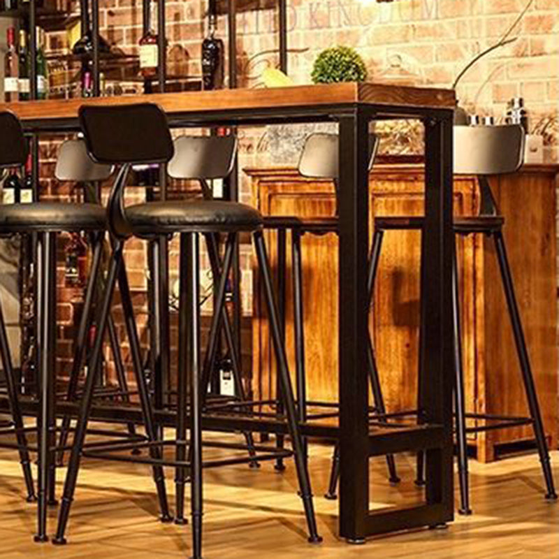 Industrial Bar Wine Table Solid Wood Top Bistro Table with Black Base