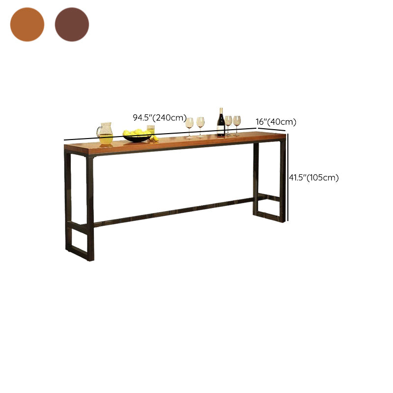 Industrial Bar Wine Table Solid Wood Top Bistro Table with Black Base