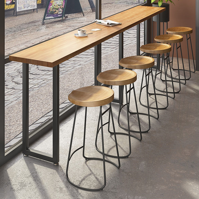 Industrial Style Bar Table Solid Wood Rectangle Bistro Bar Desk