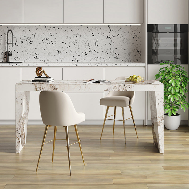 Modern Style Rectangle Bar Table Stone Fixed Bistro Bar Desk for Living Room