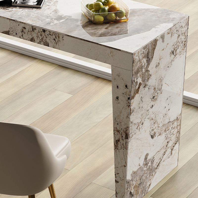 Modern Style Rectangle Bar Table Stone Fixed Bistro Bar Desk for Living Room