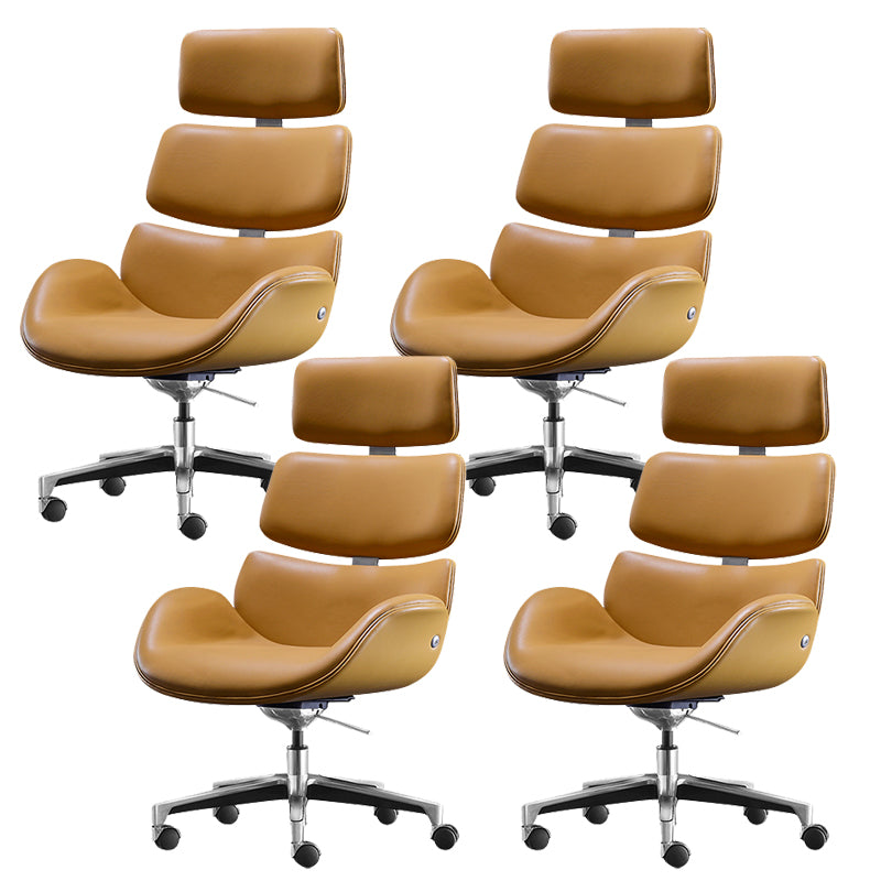 Contemporary Leather Managers Chair Height-adjustable Swivel Chair for Office