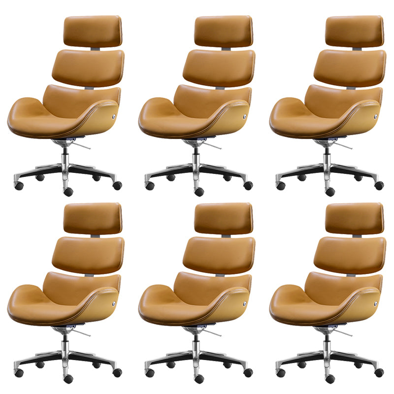 Contemporary Leather Managers Chair Height-adjustable Swivel Chair for Office