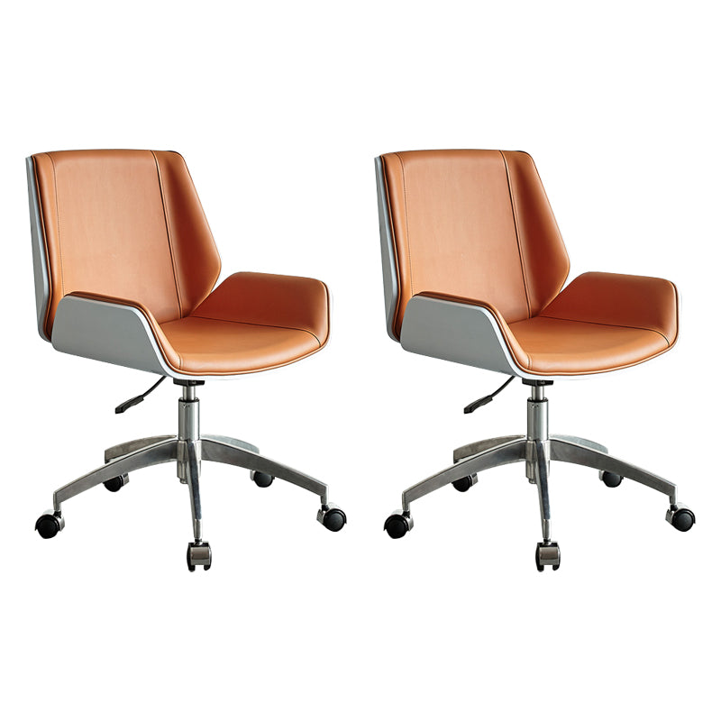 Modern Leather Swivel Chair Armless Adjustable Seat Height Office Chair with Wheels