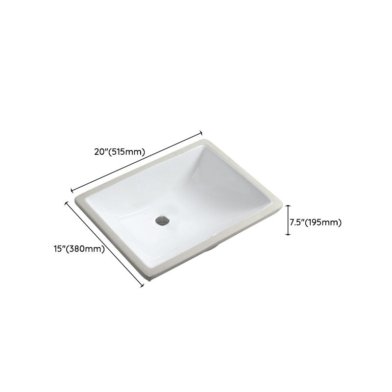 Modern Porcelain Bathroom Sink Undermount Bathroom Sink in White(Not Including Faucet)