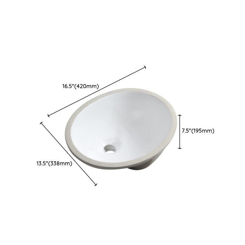 Modern Porcelain Bathroom Sink Undermount Bathroom Sink in White(Not Including Faucet)
