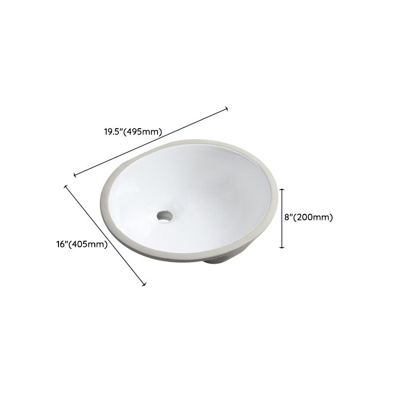 Modern Porcelain Bathroom Sink Undermount Bathroom Sink in White(Not Including Faucet)
