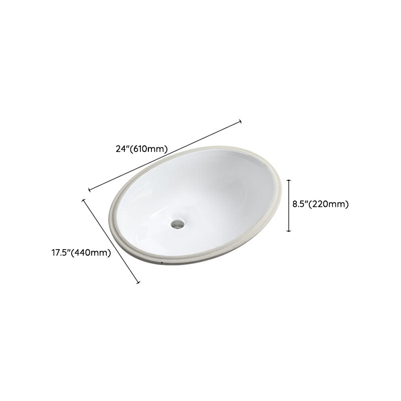 Modern Porcelain Bathroom Sink Undermount Bathroom Sink in White(Not Including Faucet)