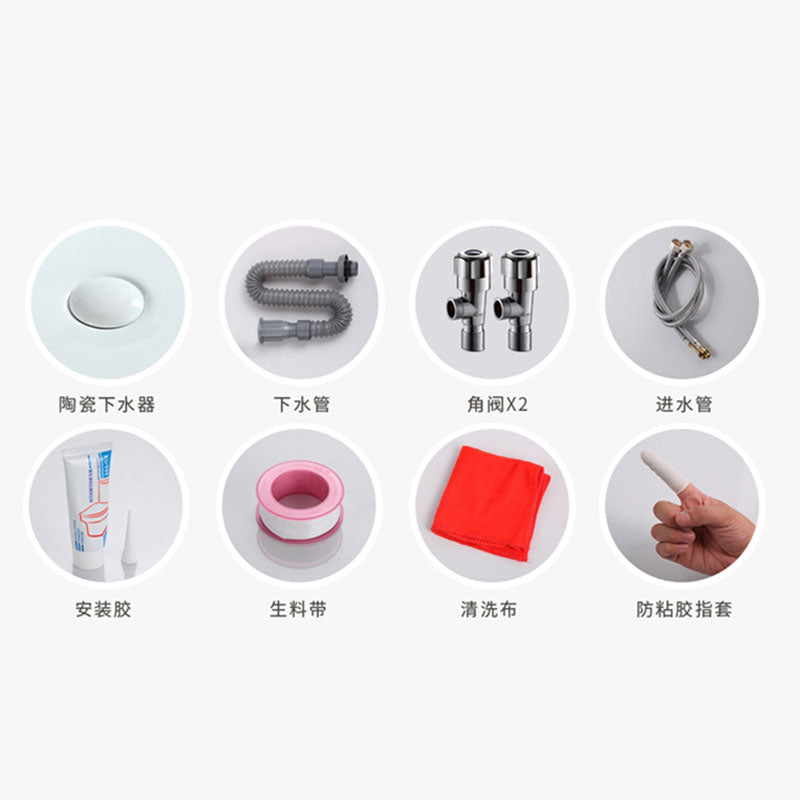 Modern White Vessel Sink Porcelain Vessel Bathroom Sink with Faucet