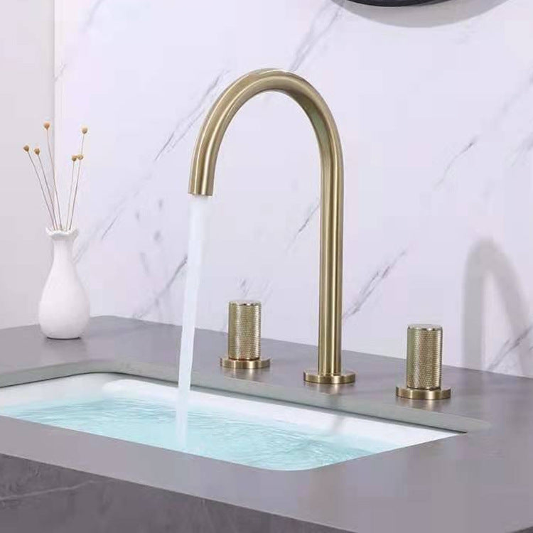 Luxury 8.97" H Vanity Sink Faucet Circular Lever Handle Basin Faucet