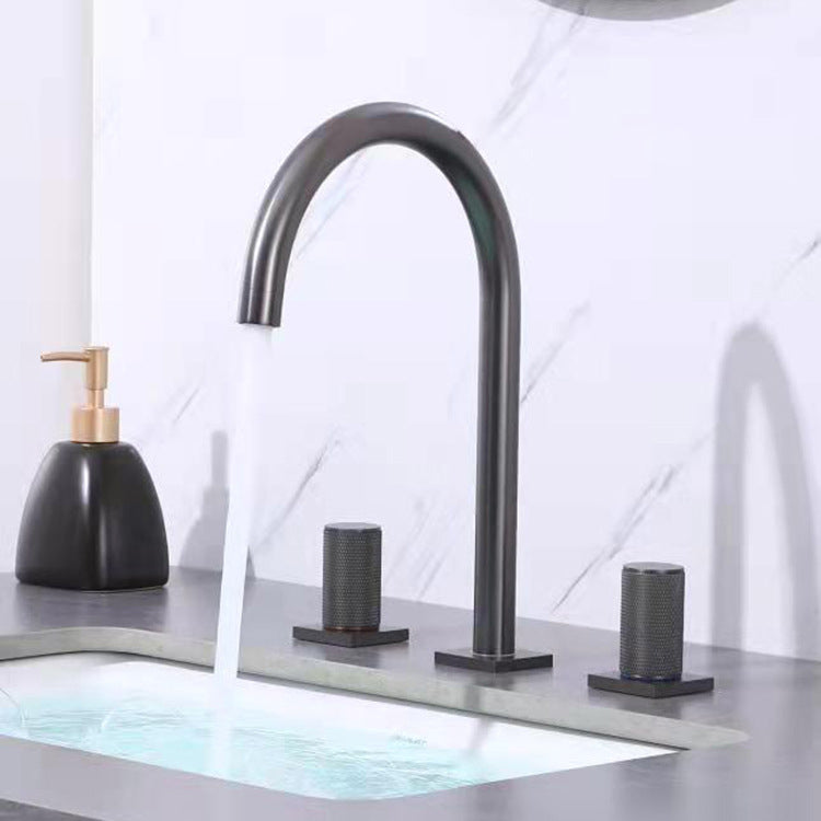 Luxury 8.97" H Vanity Sink Faucet Circular Lever Handle Basin Faucet