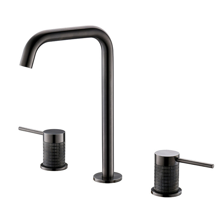 Luxury 8.97" H Vanity Sink Faucet Circular Lever Handle Basin Faucet