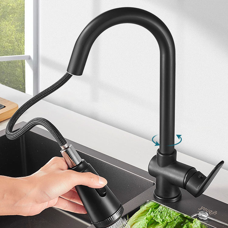 Gooseneck Kitchen Bar Faucet Swivel Spout No Sensor Bar Faucet with Pull down Sprayer