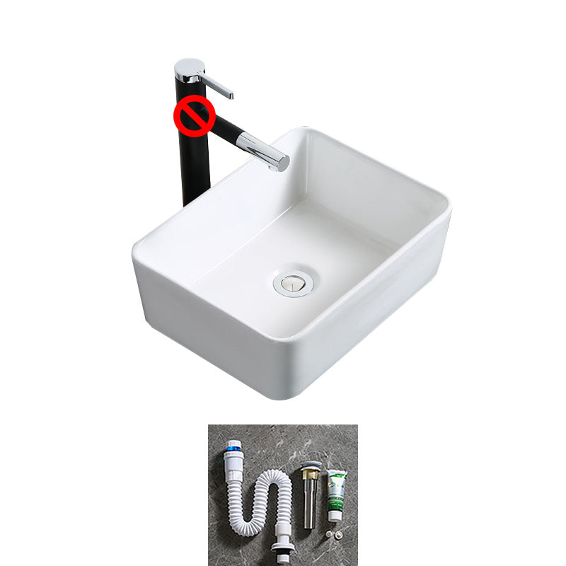 Modern Bathroom Sink Porcelain Rectangle Bathroom Sink in White(Not Including Faucet)