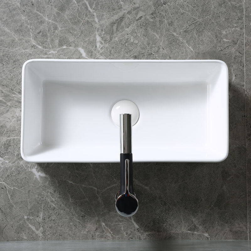 Modern Bathroom Sink Porcelain Rectangle Bathroom Sink in White(Not Including Faucet)