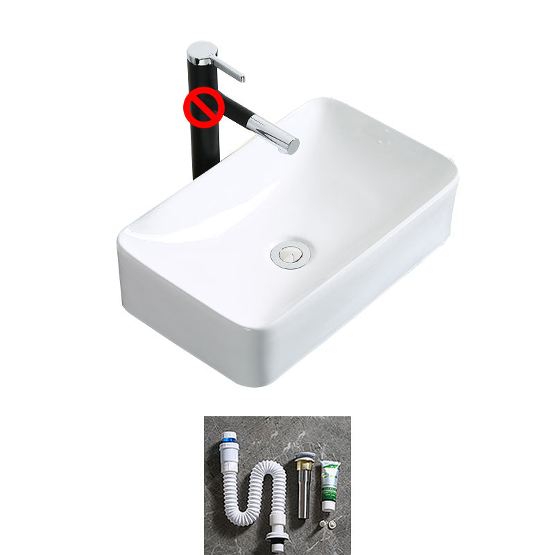 Modern Bathroom Sink Porcelain Rectangle Bathroom Sink in White(Not Including Faucet)