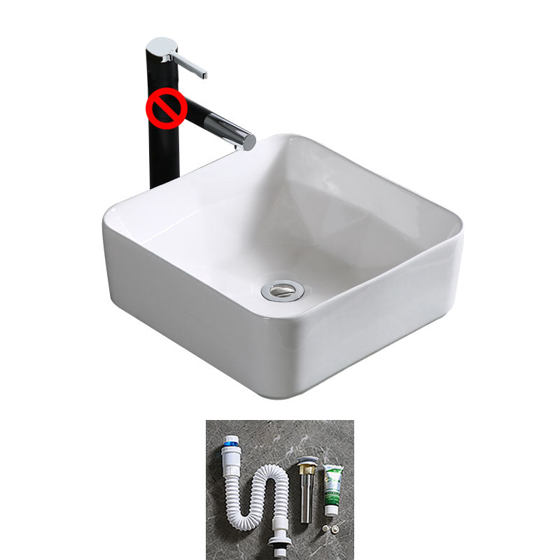 Modern Bathroom Sink Porcelain Rectangle Bathroom Sink in White(Not Including Faucet)