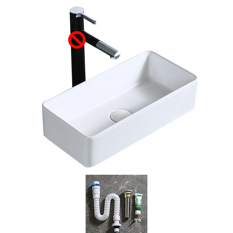 Modern Bathroom Sink Porcelain Rectangle Bathroom Sink in White(Not Including Faucet)