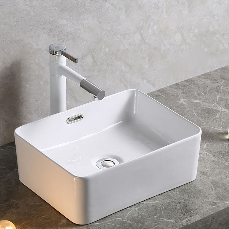 Modern Bathroom Sink Porcelain Rectangle Bathroom Sink in White(Not Including Faucet)