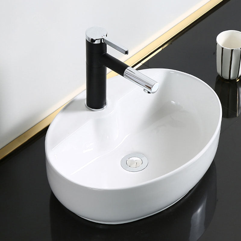 Modern Bathroom Sink Porcelain Rectangle Bathroom Sink in White(Not Including Faucet)