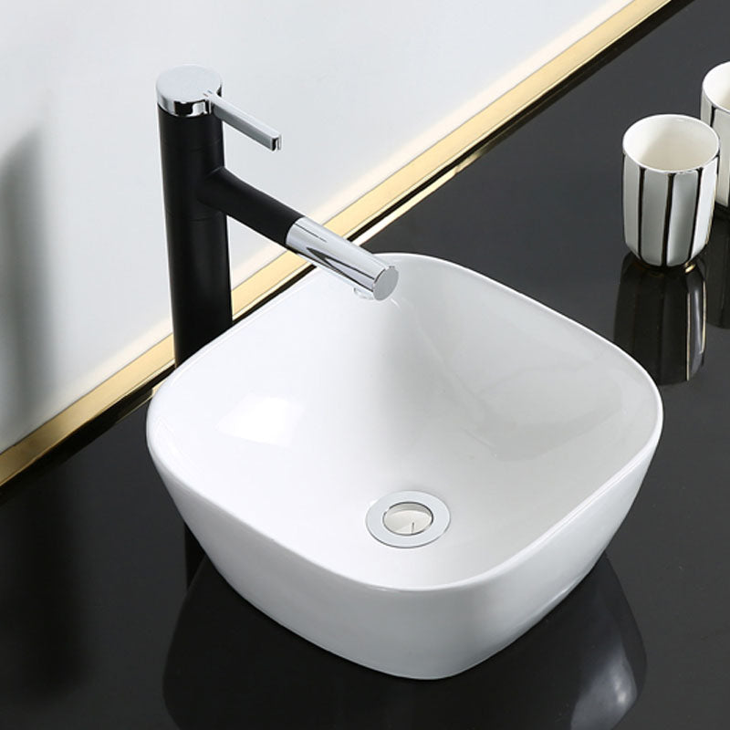 Modern Bathroom Sink Porcelain Rectangle Bathroom Sink in White(Not Including Faucet)